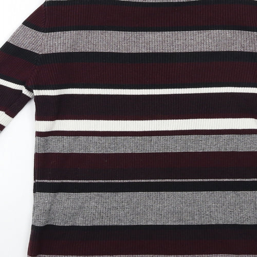 New Look Womens Purple Striped Knit Pullover Jumper Size 12