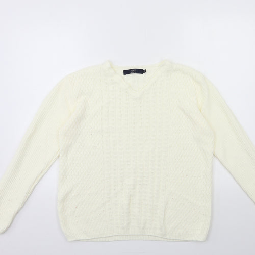isle Womens Beige  Knit Pullover Jumper Size 14