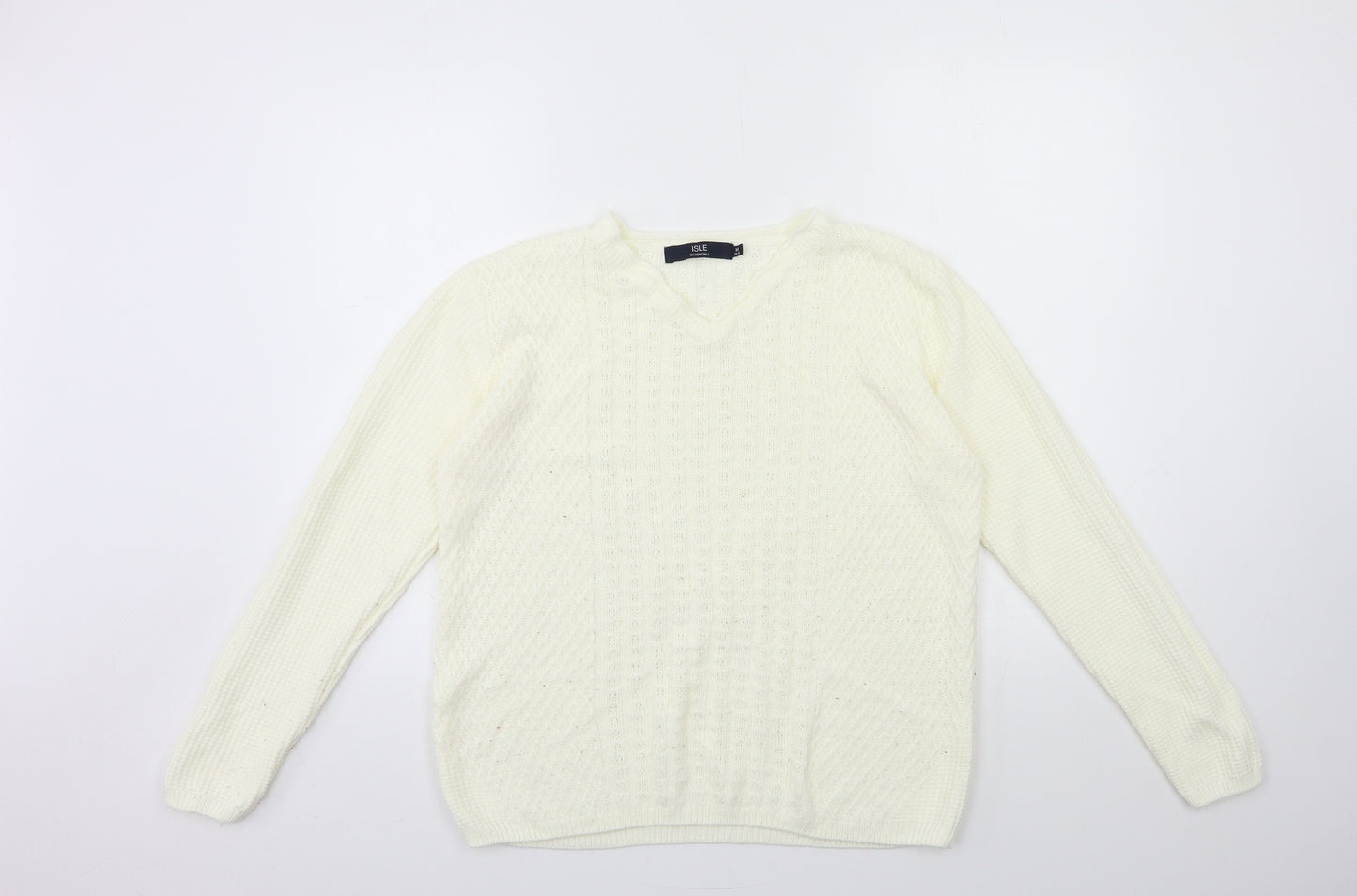 isle Womens Beige  Knit Pullover Jumper Size 14