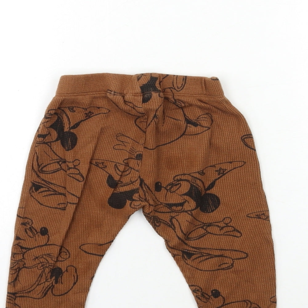Zara Baby Brown Geometric  Jogger Leggings Size 18 Months  - Mickey mouse