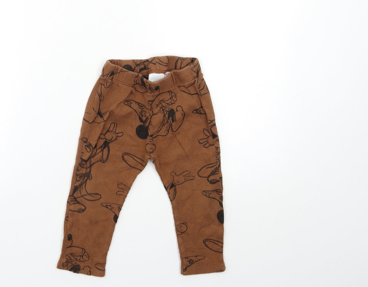 Zara Baby Brown Geometric  Jogger Trousers Size 18 Months  - Mickey mouse