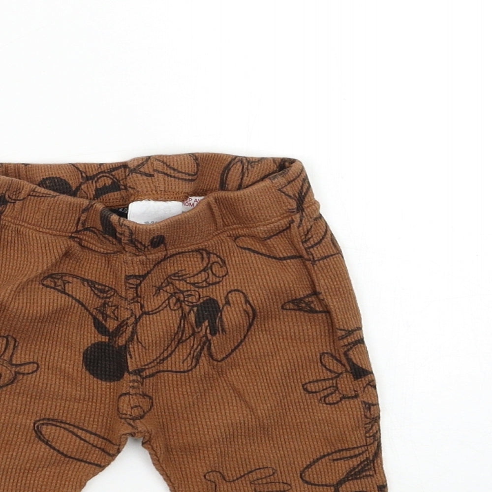 Zara Baby Brown Geometric  Jogger Trousers Size 18 Months  - Mickey mouse
