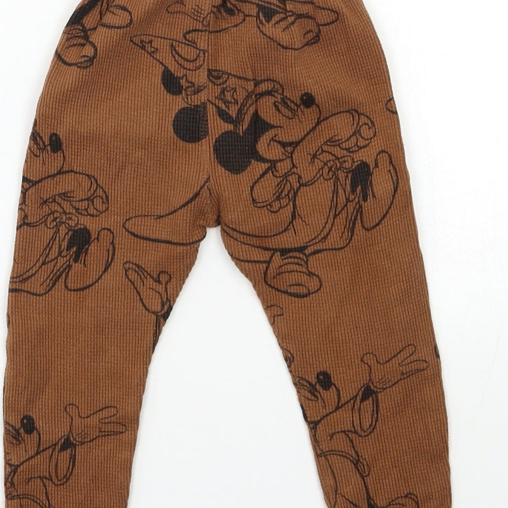 Zara Baby Brown Geometric  Jogger Trousers Size 18 Months  - Mickey mouse