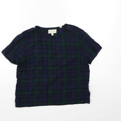 Jack Wills Womens Blue Check  Basic T-Shirt Size 6