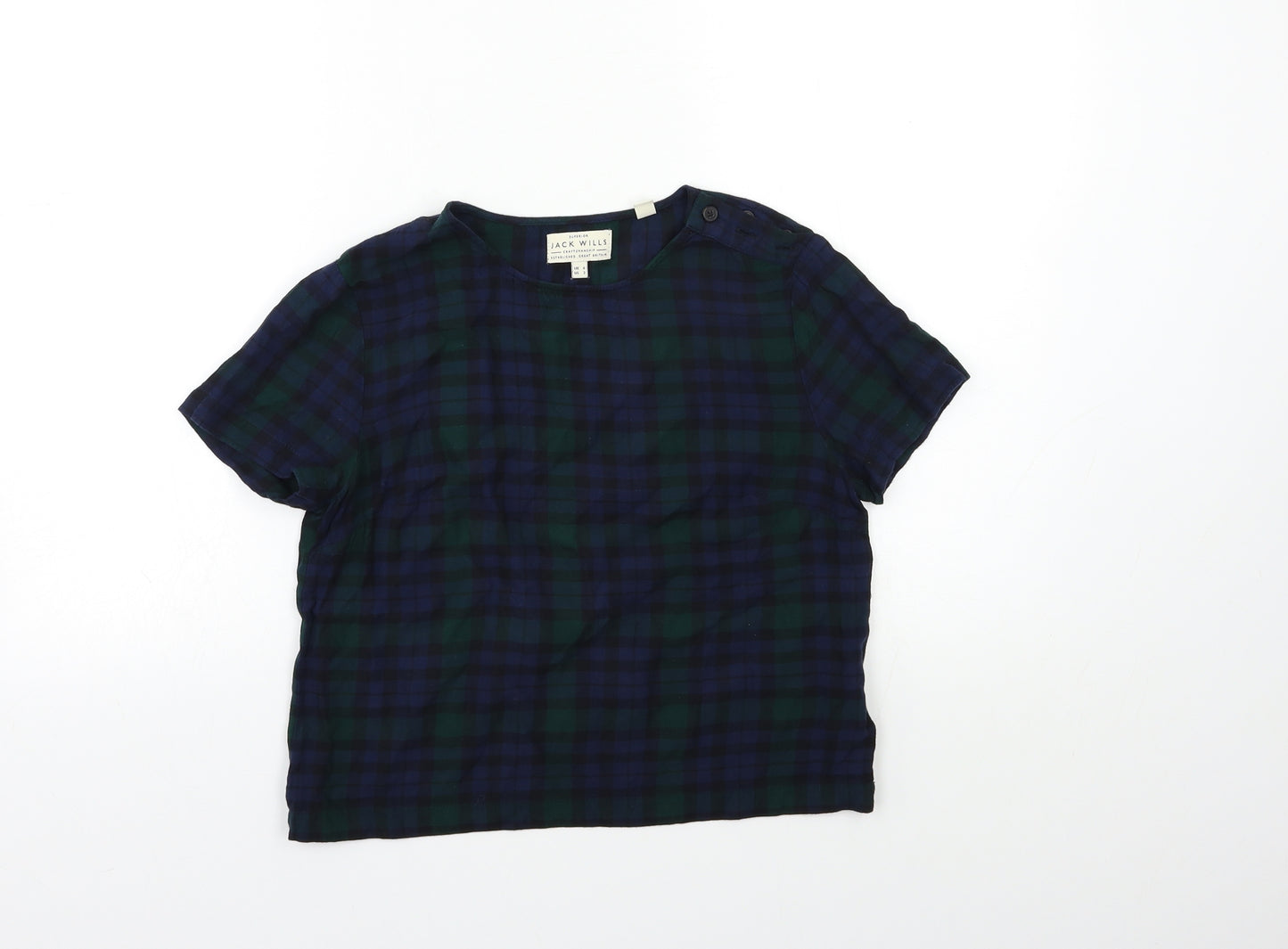 Jack Wills Womens Blue Check  Basic T-Shirt Size 6