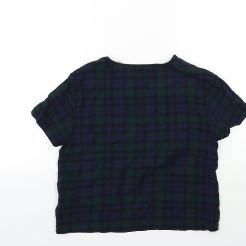 Jack Wills Womens Blue Check  Basic T-Shirt Size 6