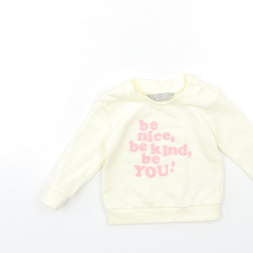 Primark Baby White   Pullover Jumper Size 6-9 Months  - BE NICE BE KIND