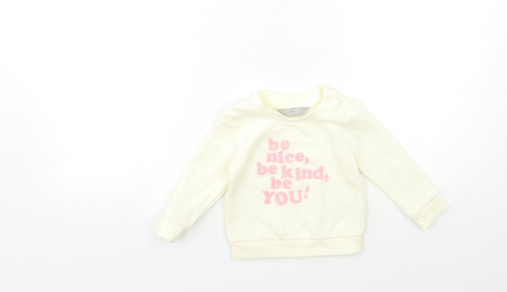 Primark Baby White   Pullover Jumper Size 6-9 Months  - BE NICE BE KIND