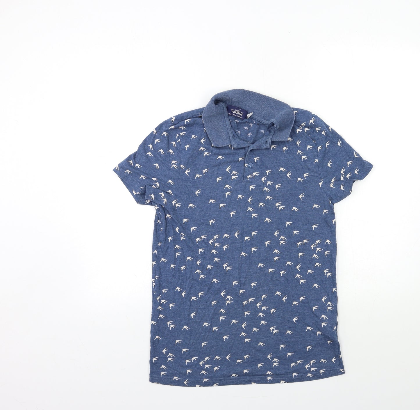 Topshop Mens Blue Geometric   Polo Size S