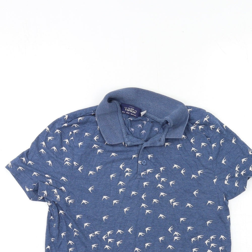 Topshop Mens Blue Geometric   Polo Size S