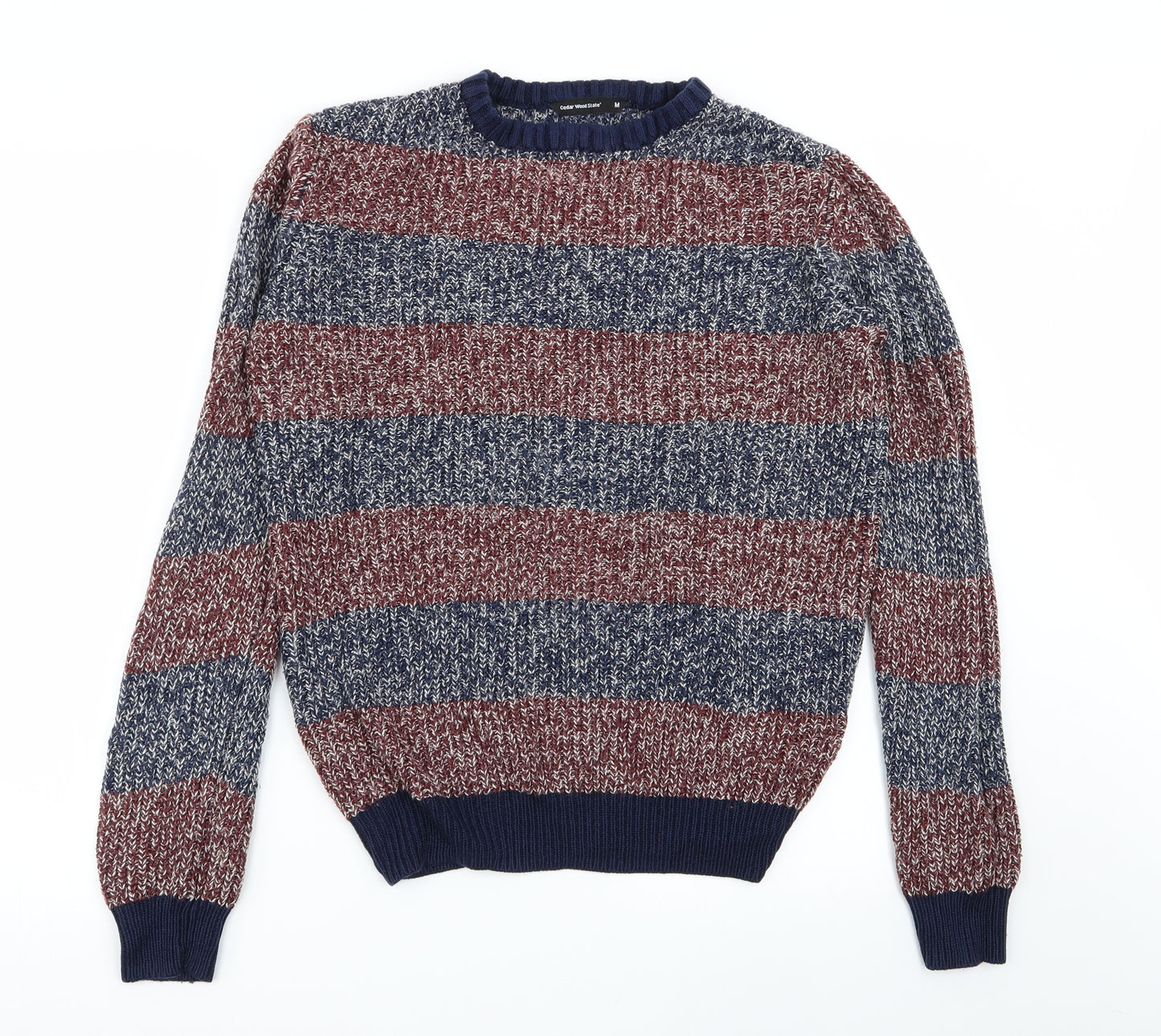 Cedar Wood State Mens Multicoloured Striped  Pullover Jumper Size M
