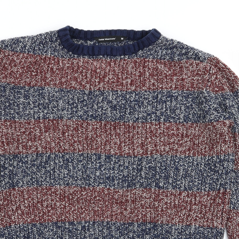 Cedar Wood State Mens Multicoloured Striped  Pullover Jumper Size M