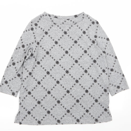 M&S Womens Grey Argyle/Diamond  Pullover Jumper Size 12