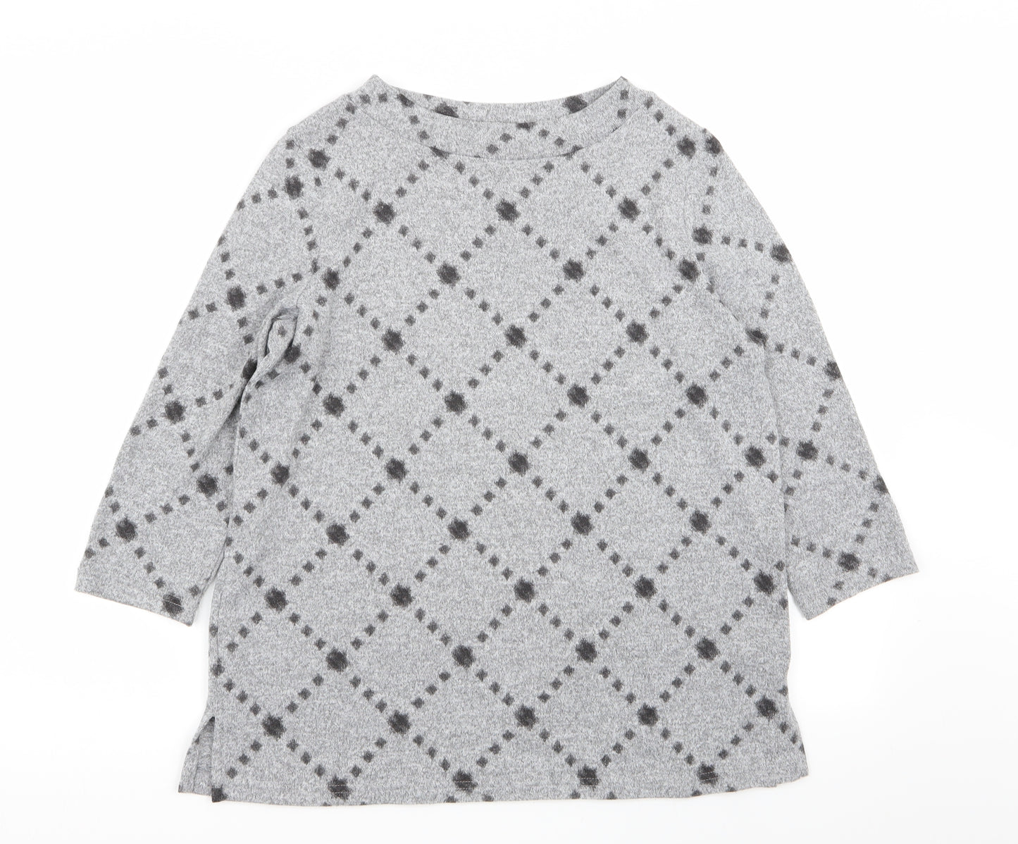 M&S Womens Grey Argyle/Diamond  Pullover Jumper Size 12