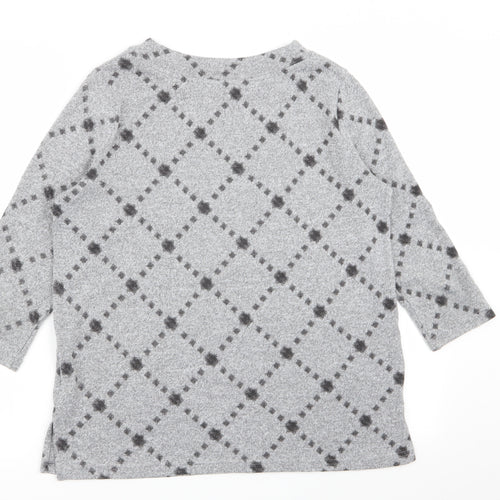 M&S Womens Grey Argyle/Diamond  Pullover Jumper Size 12