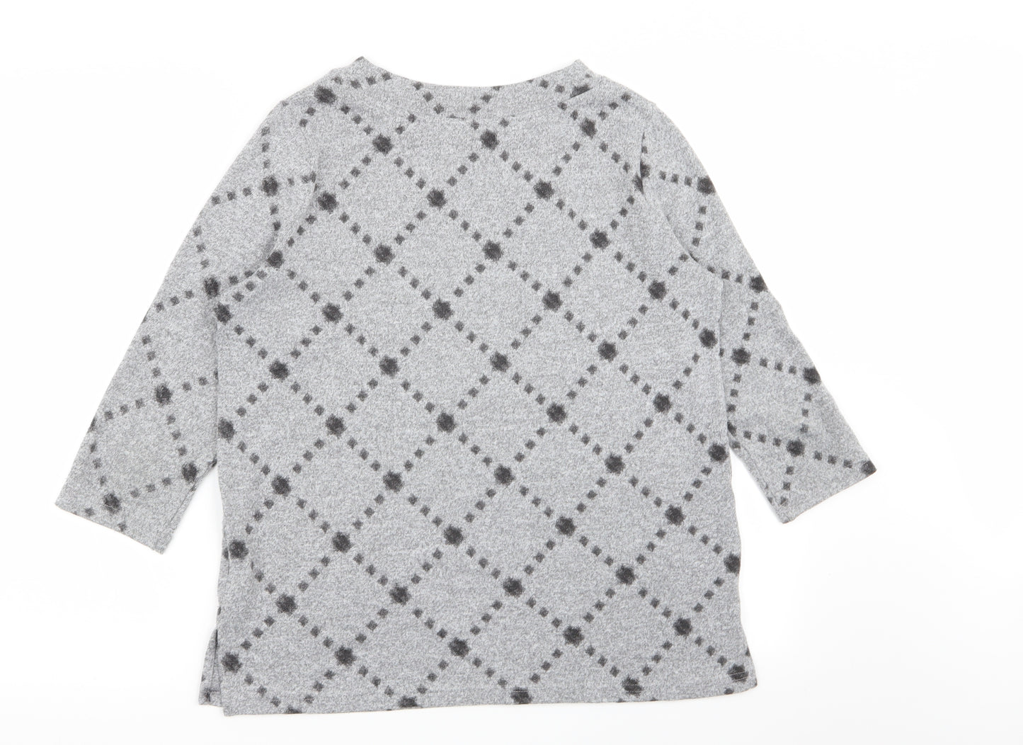 M&S Womens Grey Argyle/Diamond  Pullover Jumper Size 12