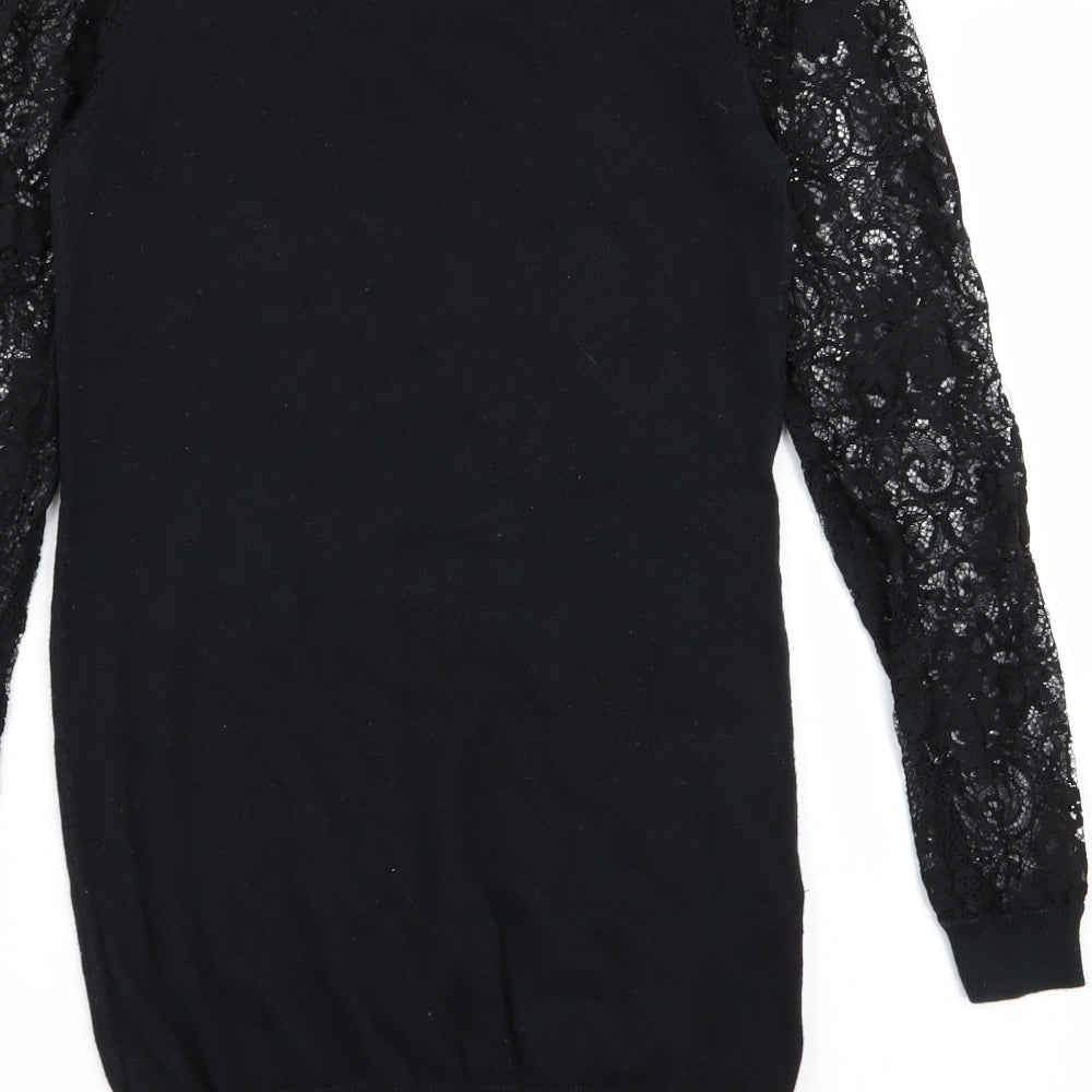 evie Womens Black Floral  Jumper Dress  Size 8