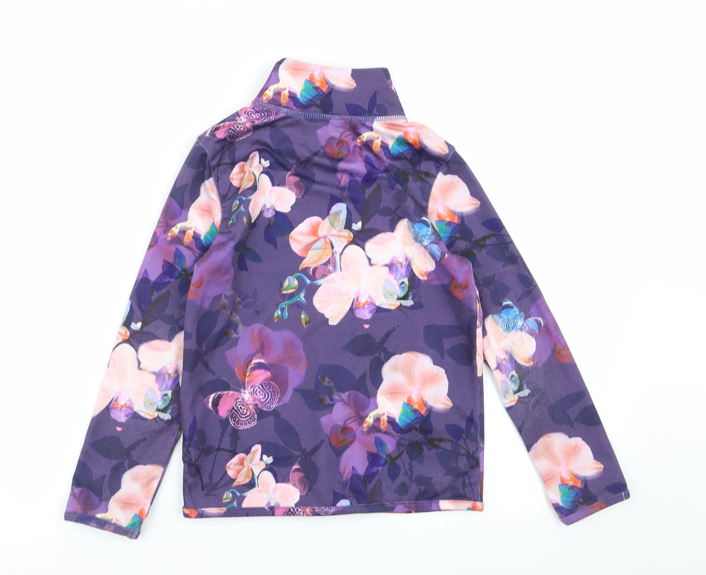 NEXT Girls Purple Floral  Full Zip Jumper Size 6 Years