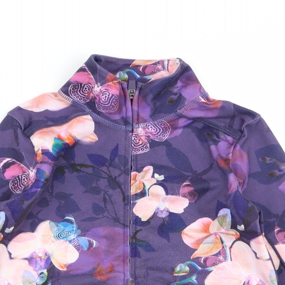NEXT Girls Purple Floral  Full Zip Jumper Size 6 Years