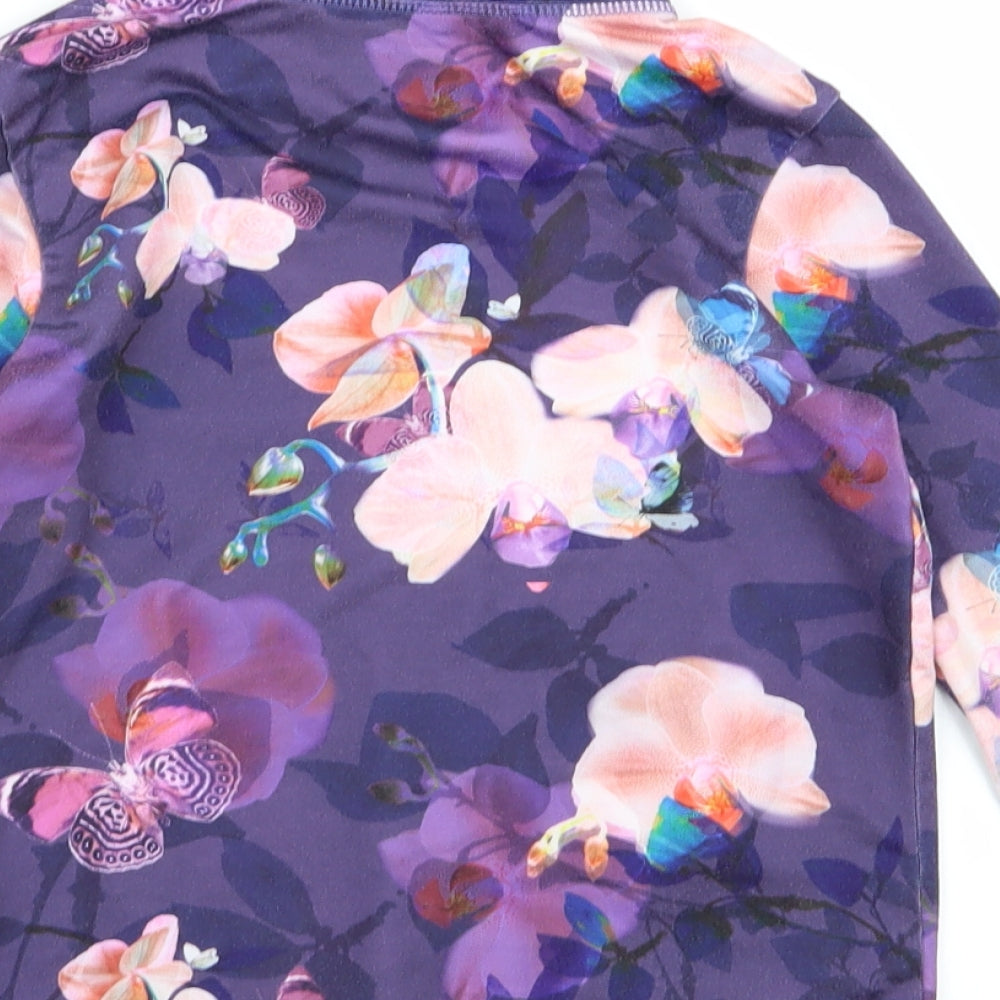 NEXT Girls Purple Floral  Full Zip Jumper Size 6 Years