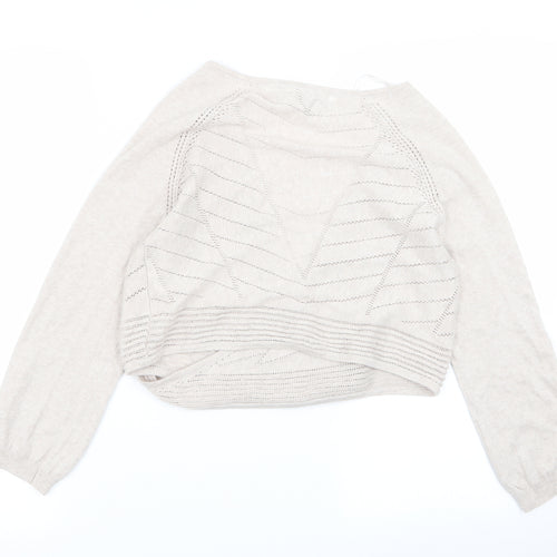 RJR.John Rocha Womens Beige Geometric  Cardigan Jumper Size 12