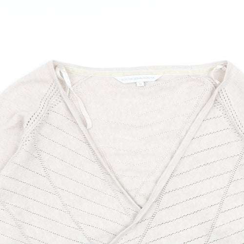 RJR.John Rocha Womens Beige Geometric  Cardigan Jumper Size 12