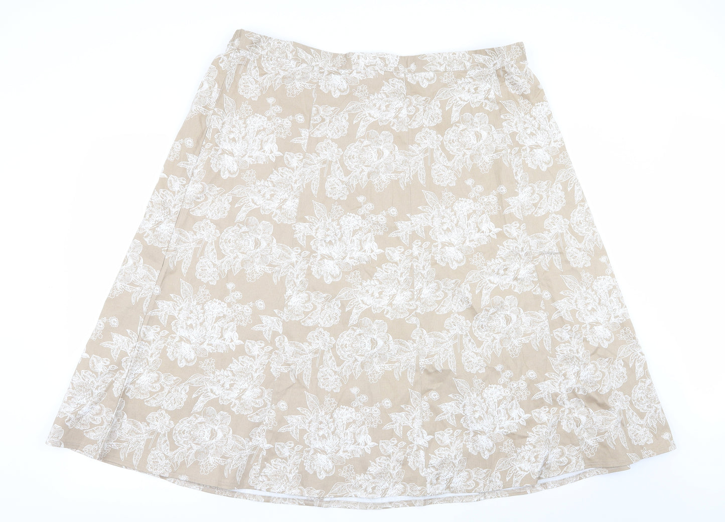 Damart Womens Beige Floral  Flare Skirt Size 26