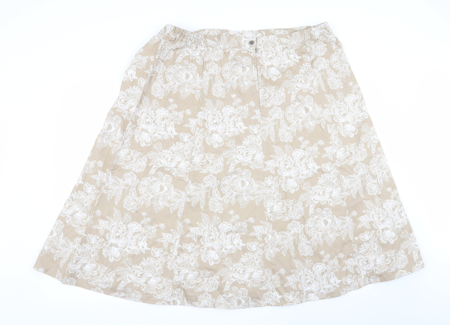 Damart Womens Beige Floral  Flare Skirt Size 26