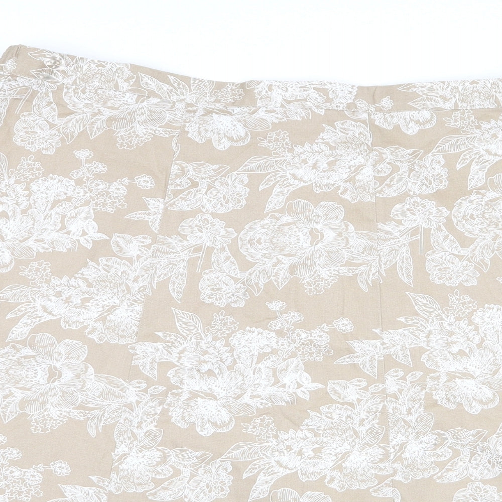 Damart Womens Beige Floral  Flare Skirt Size 26