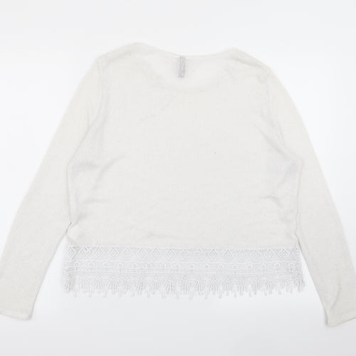 Divided by H&M Womens White   Pullover Jumper Size M
