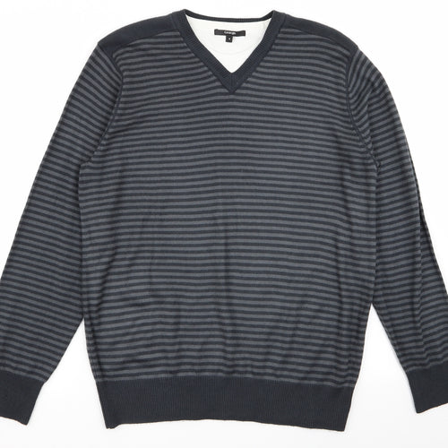 Asda George Mens Grey Striped  Pullover Jumper Size M