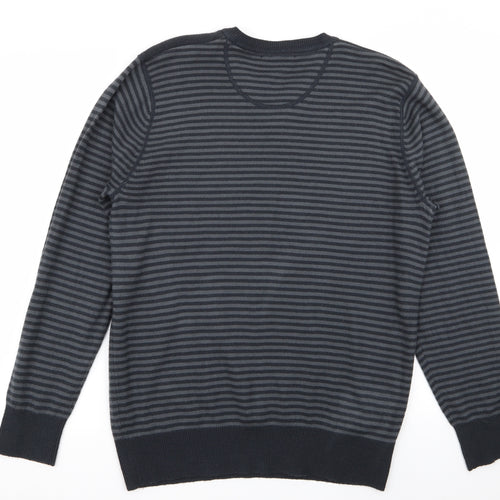 Asda George Mens Grey Striped  Pullover Jumper Size M