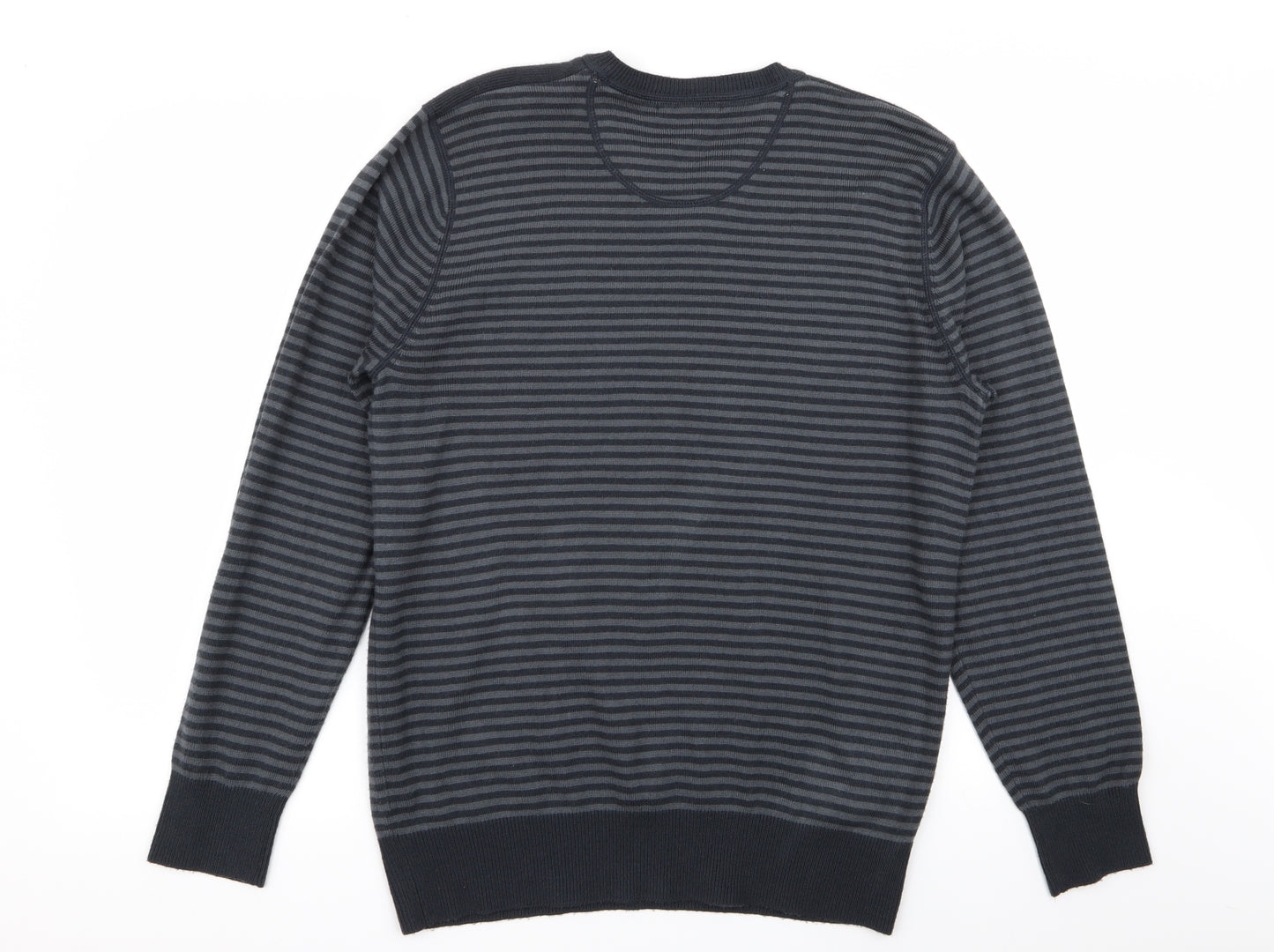 Asda George Mens Grey Striped  Pullover Jumper Size M