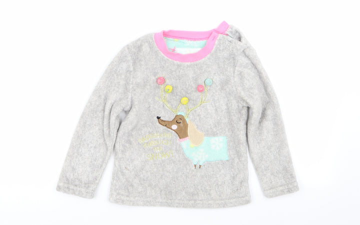 Primark Girls Grey Solid Top Pyjama Top Size 3-4 Years