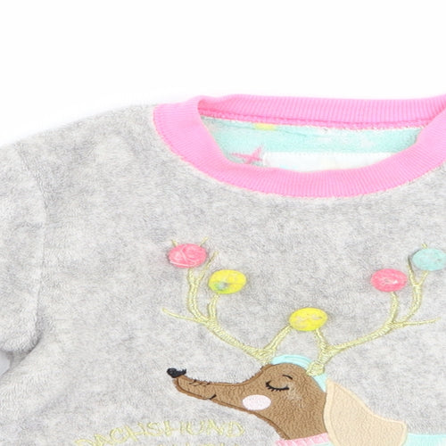 Primark Girls Grey Solid  Top Pyjama Top Size 3-4 Years