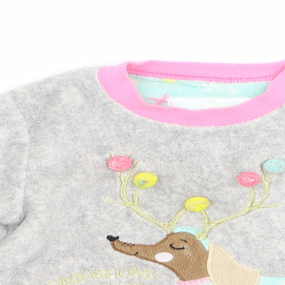 Primark Girls Grey Solid  Top Pyjama Top Size 3-4 Years