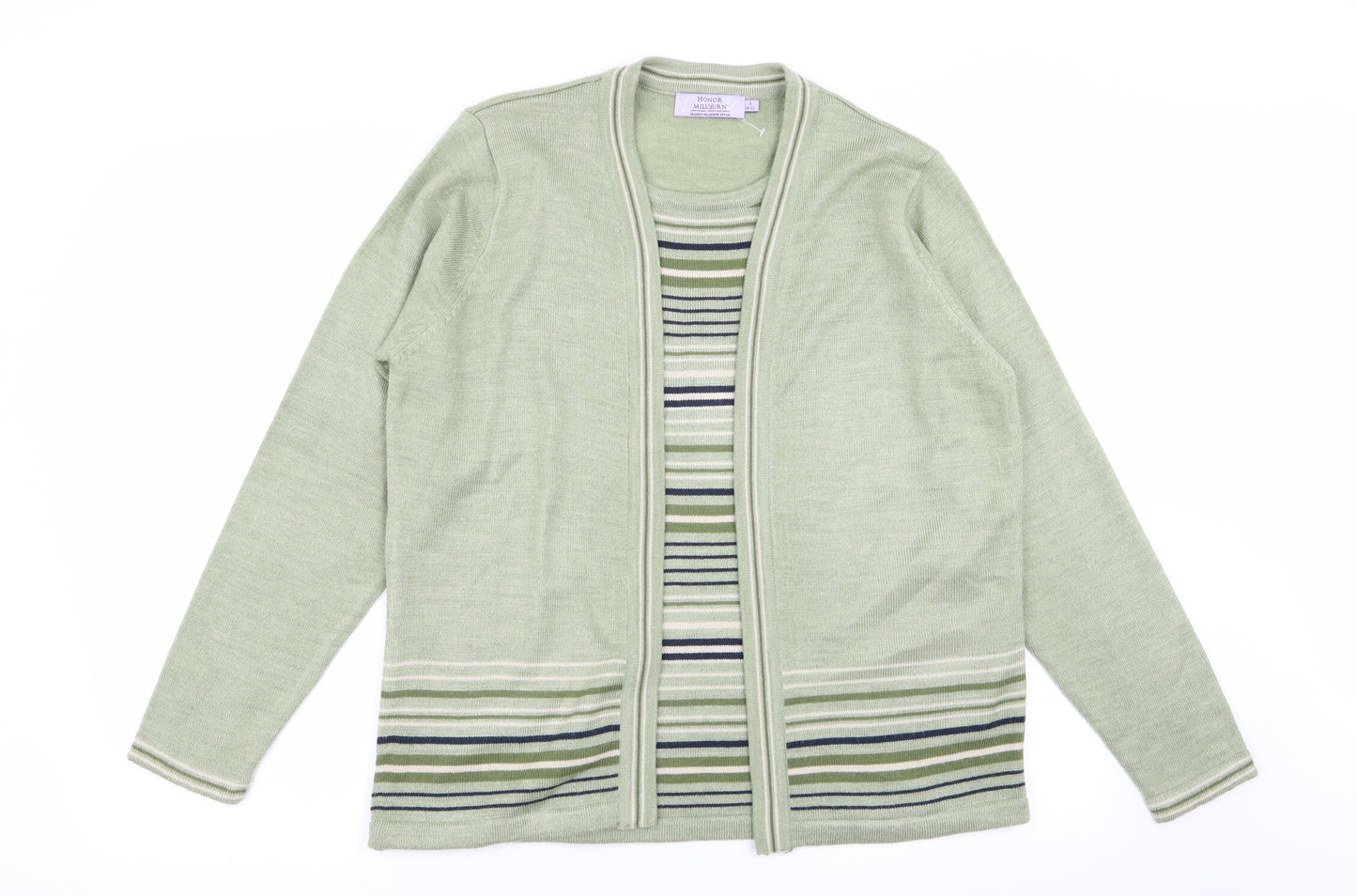 Honor Millburn Womens Green Striped  Pullover Jumper Size 10  - Jumper/cardigan
