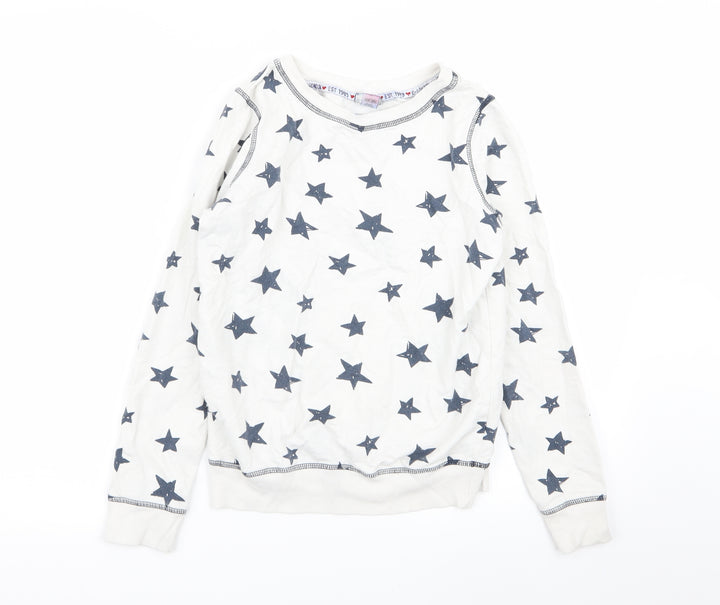 M&Co Boys White Pullover Jumper Size 11-12 Years - star design