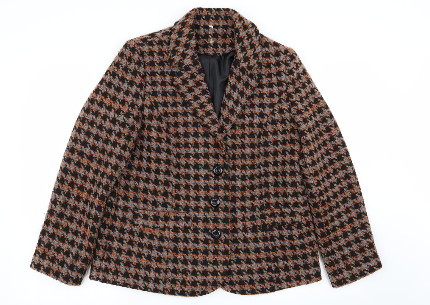Honor Millburn Womens Multicoloured Houndstooth  Overcoat Coat Size 14