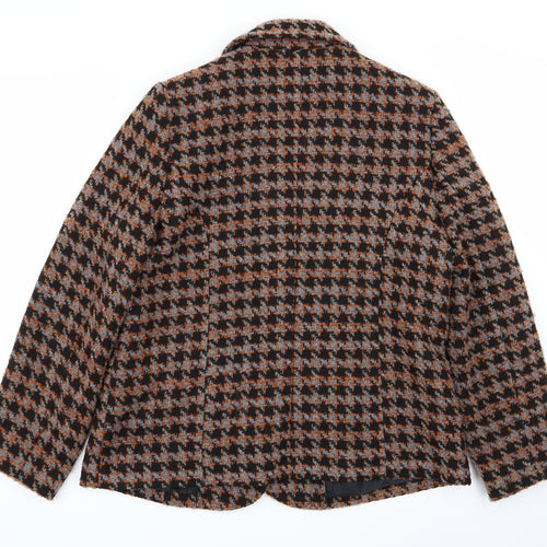 Honor Millburn Womens Multicoloured Houndstooth  Overcoat Coat Size 14