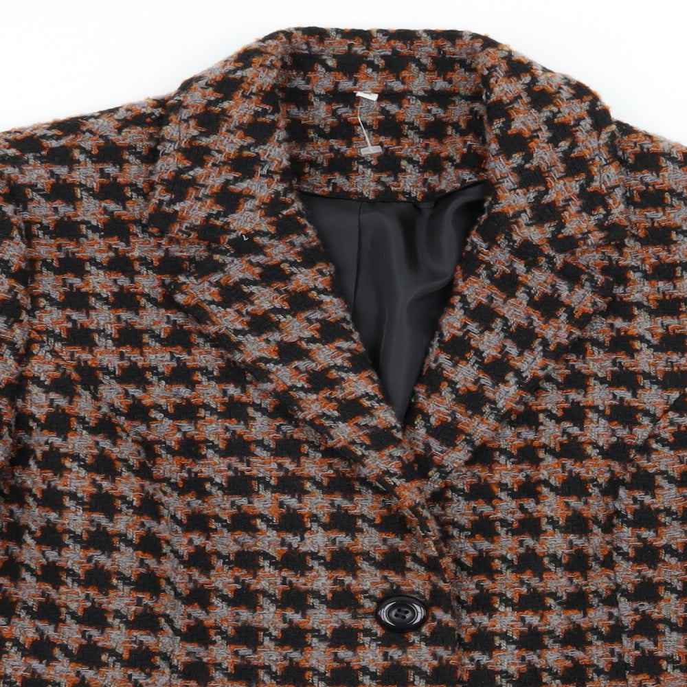 Honor Millburn Womens Multicoloured Houndstooth  Overcoat Coat Size 14