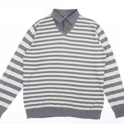 Easy Mens Multicoloured Striped  Pullover Jumper Size L  - shirt/jumper