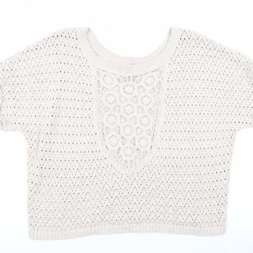 River Island Womens Beige Geometric  Pullover Jumper Size 8