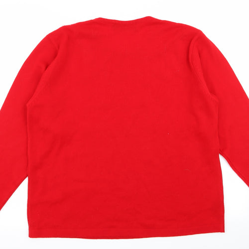 akal Womens Red Floral  Pullover Jumper Size L