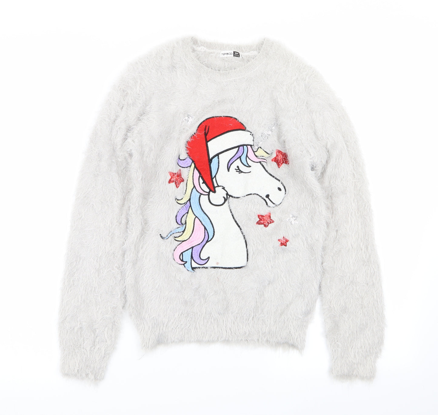 pep&co Girls Grey   Pullover Jumper Size 10-11 Years  - christmas