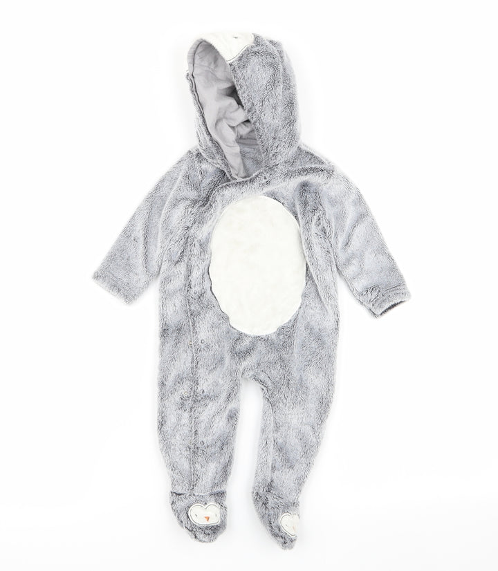 Asda George Boys Grey Solid  Babydoll One Piece Size 3-6 Months