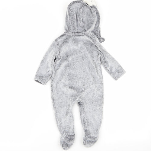 Asda George Boys Grey Solid  Babydoll One Piece Size 3-6 Months