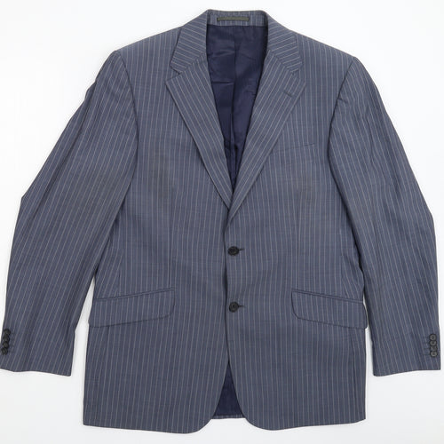Van Kollem Mens Grey Striped  Jacket Suit Jacket Size 40