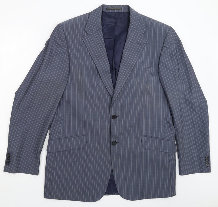 Van Kollem Mens Grey Striped Jacket Suit Jacket Size 40