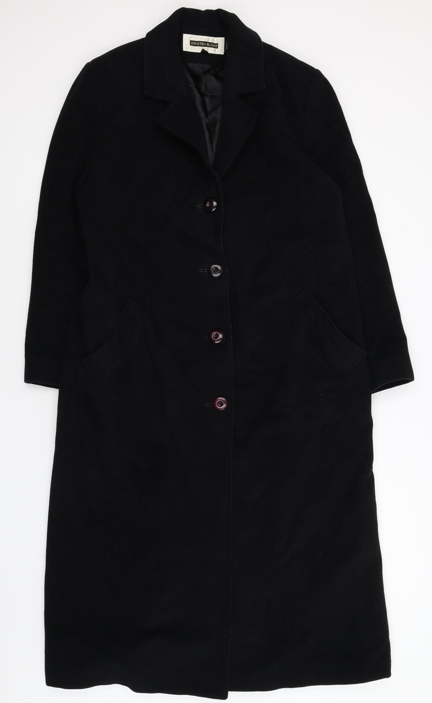 Kristen Blake Womens Black   Overcoat Coat Size 10